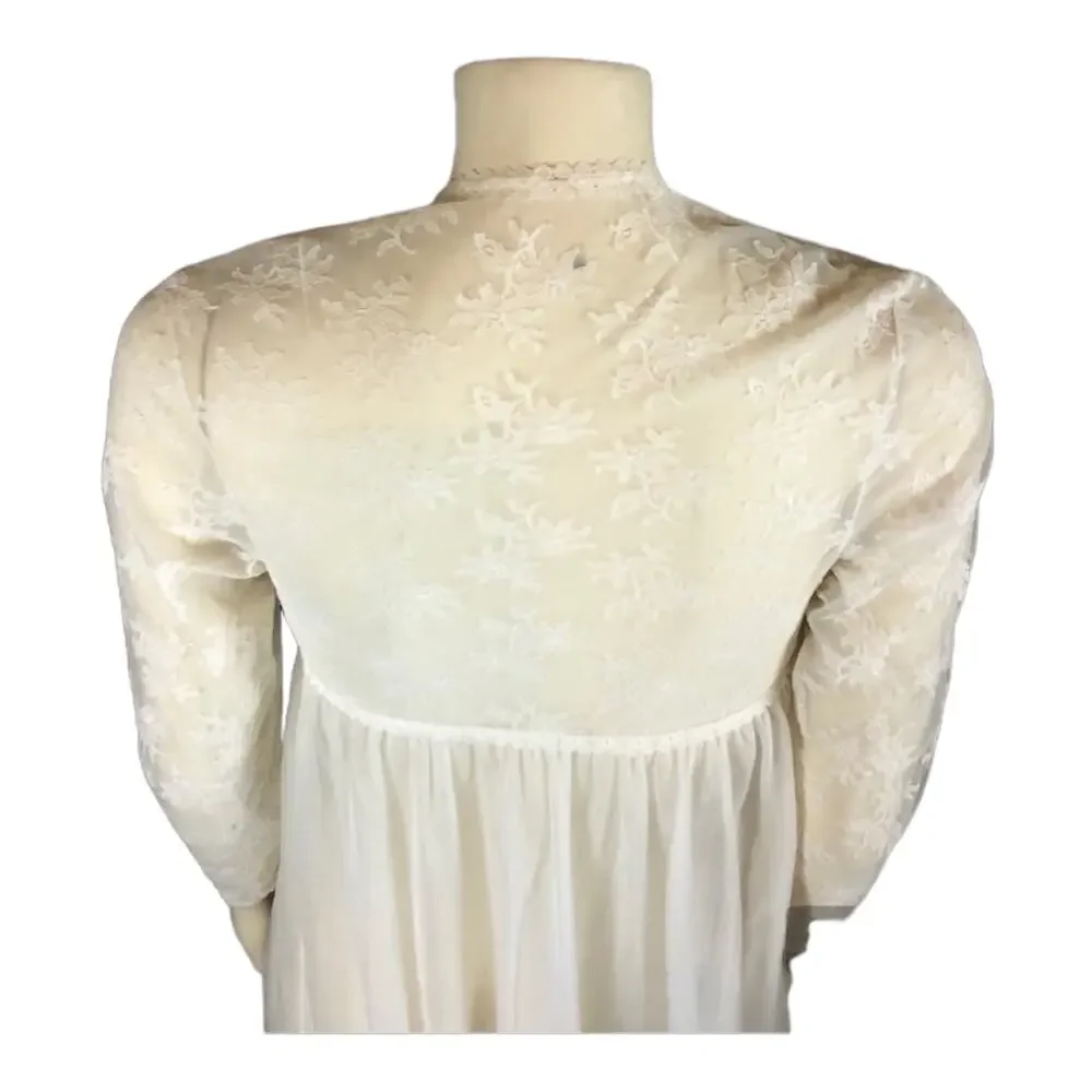 Vintage 60s Vanity Fair Chiffon Lace Tricot Sheer Peignoir Robe size 30 XS